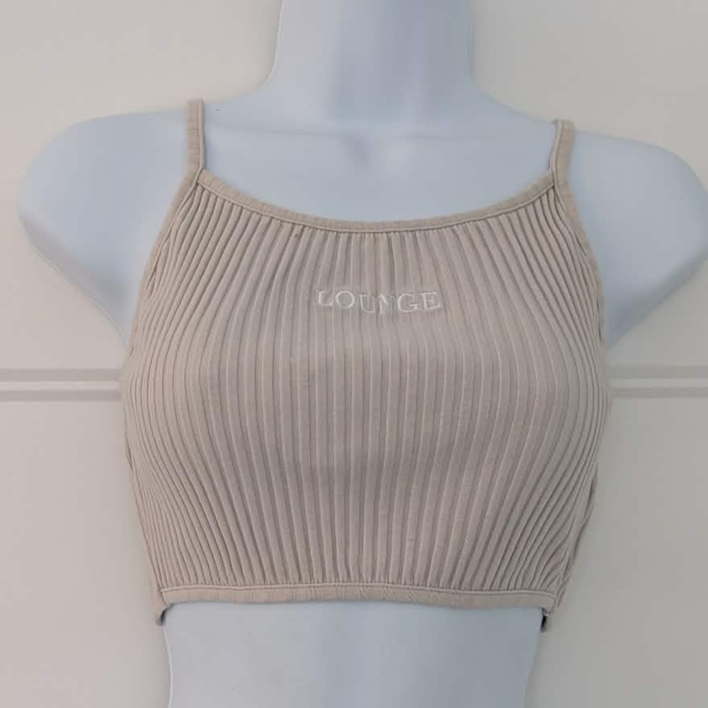Lounge Apparel Ribbed Crop Cami Beige Size‎ M Minimal Tank Top